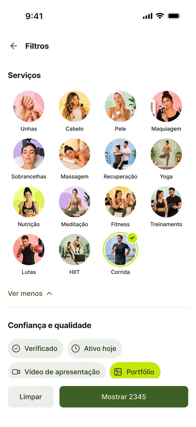 Filtros do app Stadami: serviços, qualidade e localização
